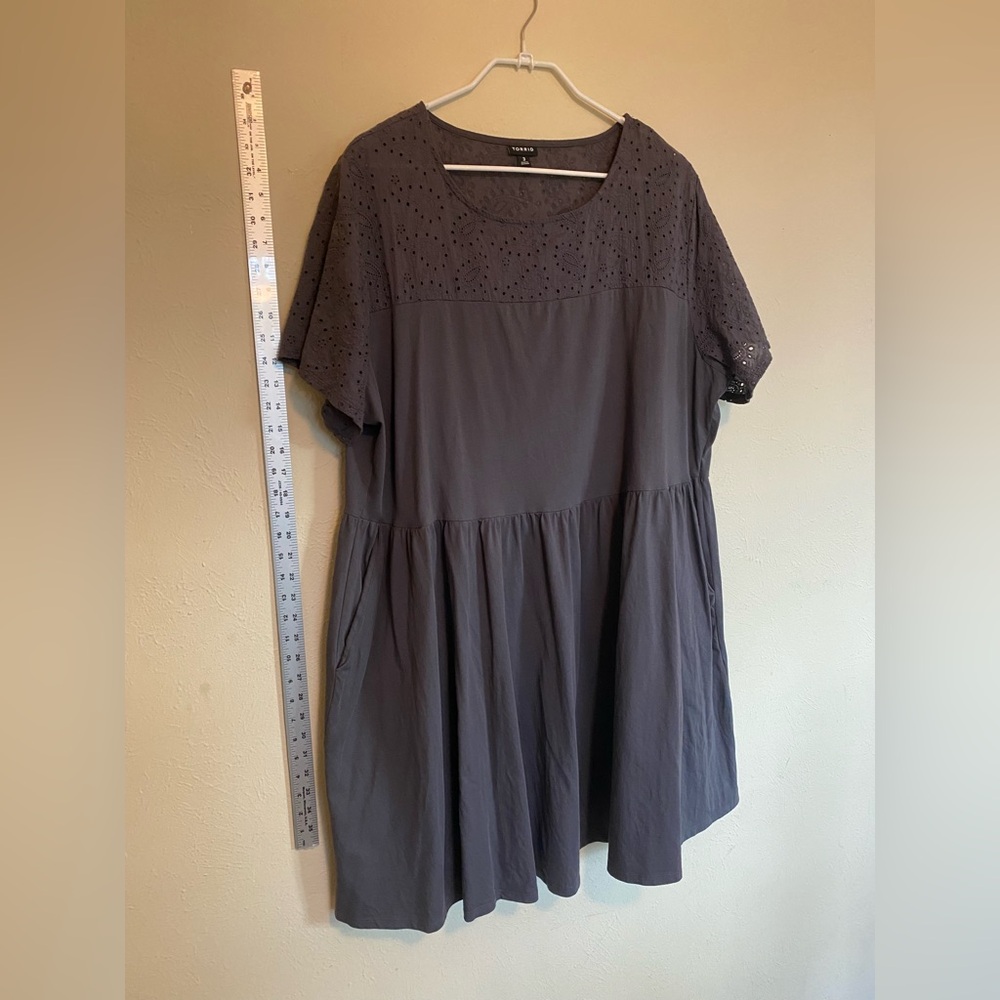 Women’s Plus Torrid Slate Blue Eyelet Tunic Dress